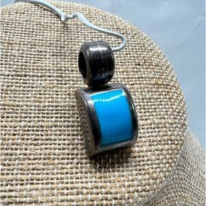 Mexico 925 Sterling Silver Modernist Turquoise Pendant